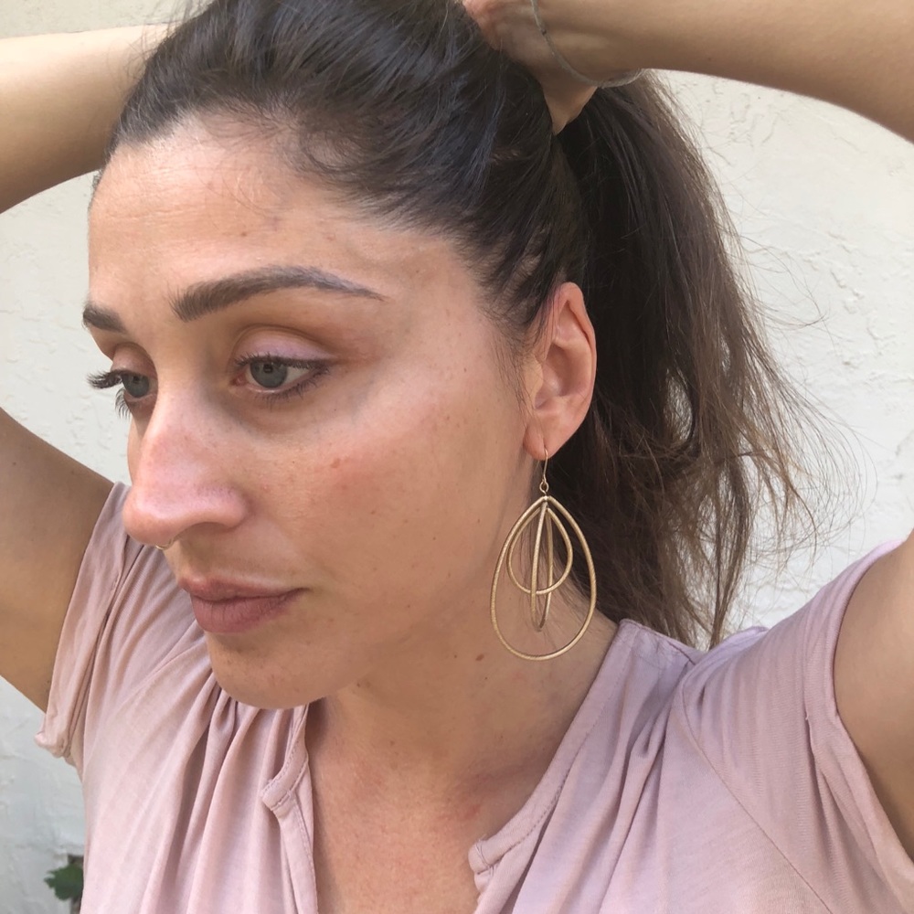 Textured Gold Multi Loop Earrings - image 4